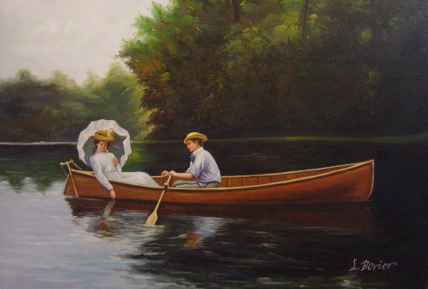 Rowing To Picnic Rock. The painting by Abbott Fuller Graves