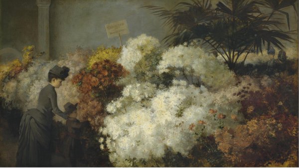 The Chrysanthemum Show. The painting by Abbott Fuller Graves