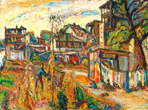 Abraham Manievich, A City Scene, Painting on canvas