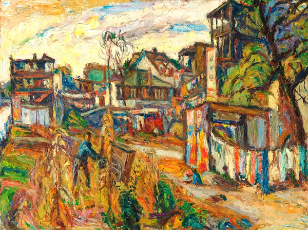 A City Scene. The painting by Abraham Manievich