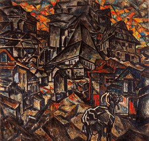Abraham Manievich, Destruction of the Ghetto, Kiev, 1919, Painting on canvas