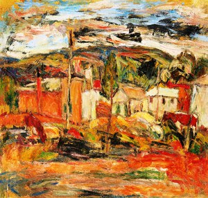 Abraham Manievich, Landscape with Houses, Painting on canvas