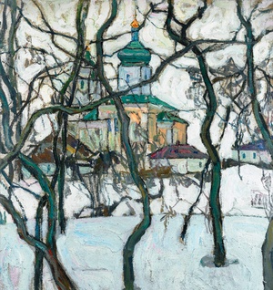 Abraham Manievich, Winter Scene with Church, 1911, Painting on canvas