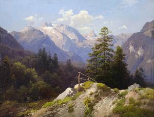 Adalbert Waagen, Mountain Scene, Painting on canvas