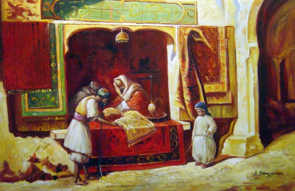 The Rug Merchant. The painting by Addison Thomas Millar