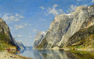 Reproduction oil paintings - Adelsteen Normann - A Fjord Landscape