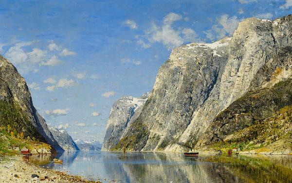 A Fjord Landscape. The painting by Adelsteen Normann