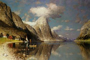 Adelsteen Normann, Fjordlandskap, Painting on canvas