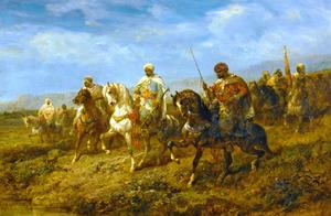 Adolf Schreyer, Advancing Cavalrymen, Painting on canvas