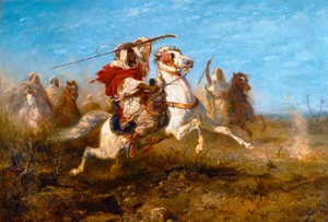 Adolf Schreyer, Arab Warriors, Painting on canvas