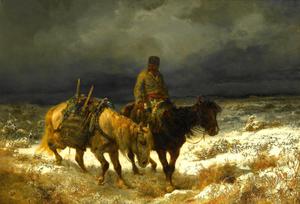 Horseman On The Russian Steppe, Adolf Schreyer, Art Paintings