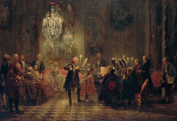 A Flute Concert Of Frederick The Great At Sanssouci. The painting by Adolph Von Menzel