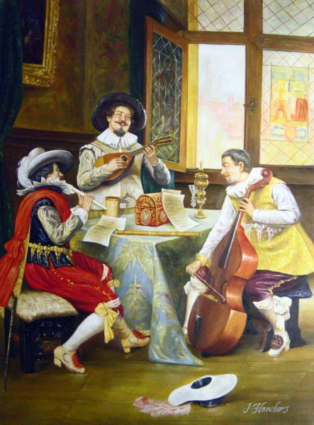 The Musical Trio. The painting by Adolphe Alexandre Lesrel