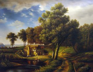 A Rustic Mill, Albert Bierstadt, Art Paintings