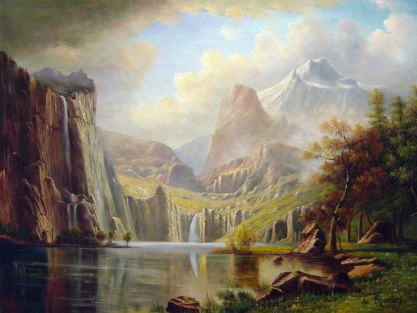 A View In The Mountains. The painting by Albert Bierstadt