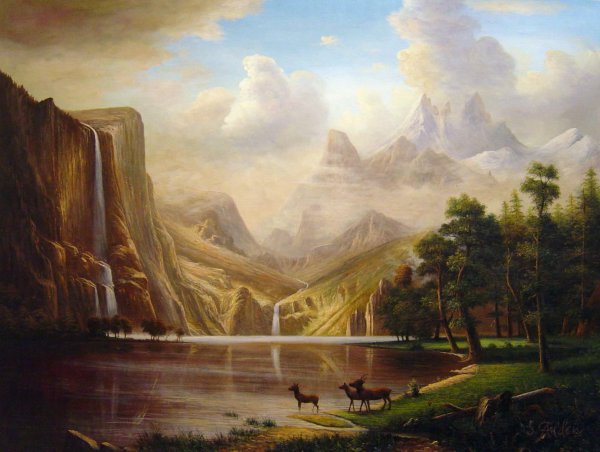 Among The Sierra Nevada Mountains, California. The painting by Albert Bierstadt