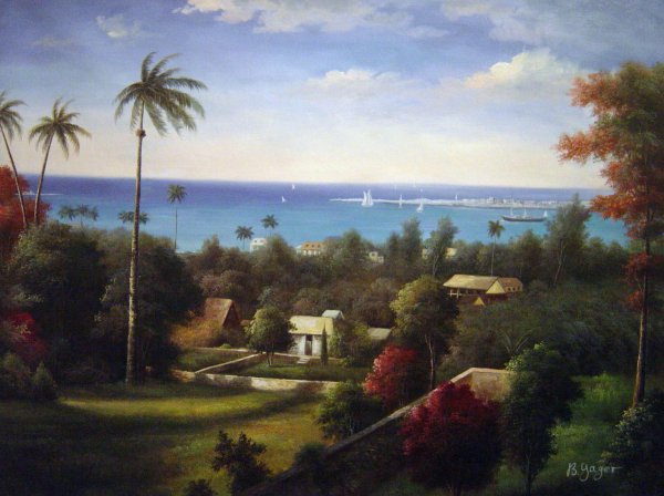 Bahama Harbor. The painting by Albert Bierstadt
