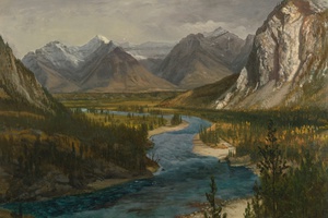 Albert Bierstadt, Bow River Falls, Canadian Rockies, Painting on canvas