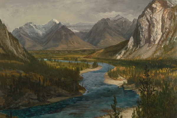 Bow River Falls, Canadian Rockies. The painting by Albert Bierstadt