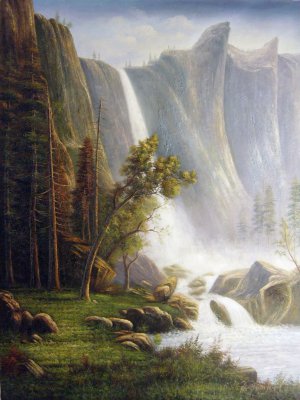 Albert Bierstadt, Bridal Veil Falls, Yosemite, Painting on canvas