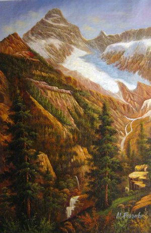 Albert Bierstadt, Canadian Rockies, Asulkan Glacier, Painting on canvas