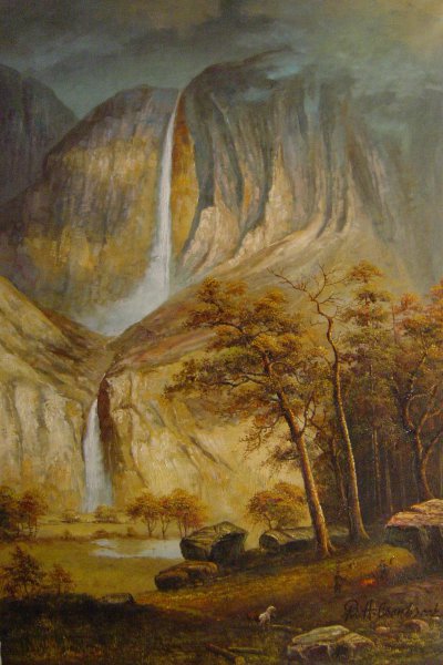 Cho-looke, The Yosemite Fall. The painting by Albert Bierstadt