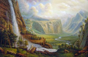 Albert Bierstadt, Domes Of The Yosemites, Painting on canvas