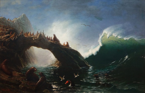 Farallon Island. The painting by Albert Bierstadt