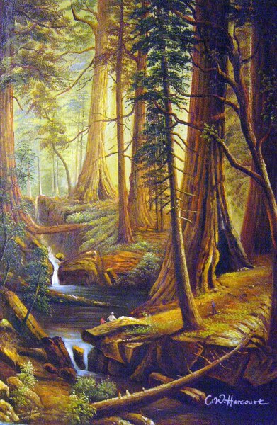 Giant Redwood Trees Of California. The painting by Albert Bierstadt