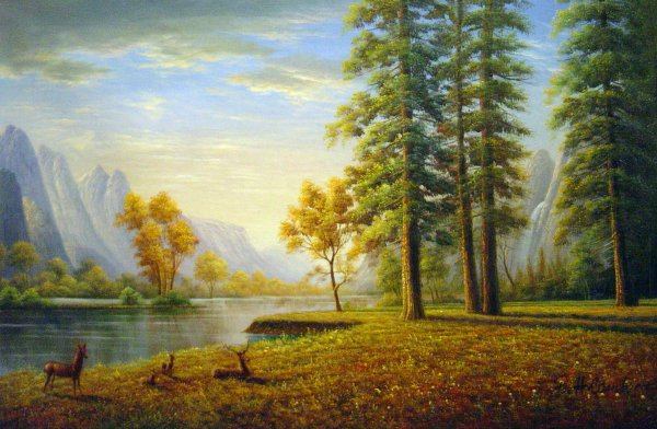Hetch Hetchy Valley, California. The painting by Albert Bierstadt
