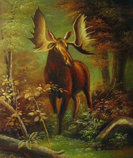 In The Forest. The painting by Albert Bierstadt