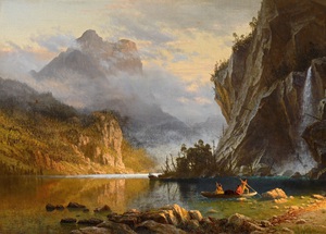 Albert Bierstadt, Indians Spear Fishing, Painting on canvas