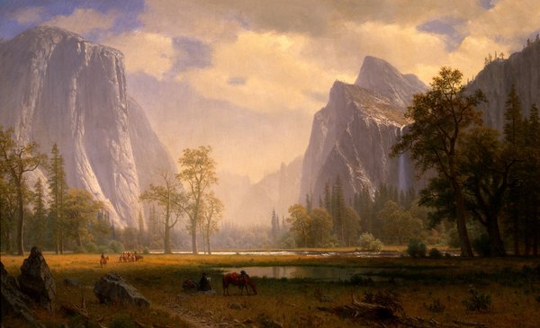 Looking Up the Yosemite Valley. The painting by Albert Bierstadt
