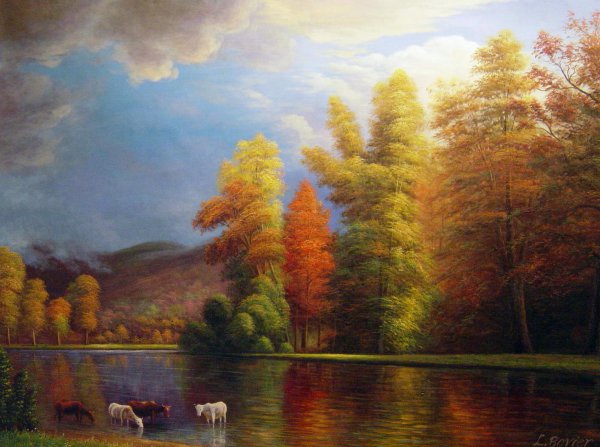 On The Saco. The painting by Albert Bierstadt