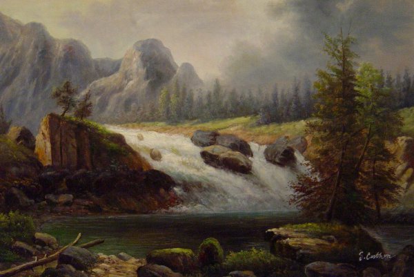 Rocky Mountain Stream. The painting by Albert Bierstadt