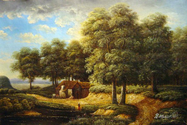 Rustic House. The painting by Albert Bierstadt