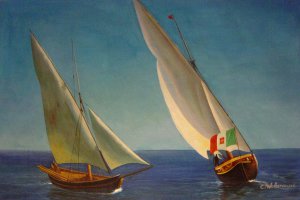Sailing Vessels Off Capri, Albert Bierstadt, Art Paintings