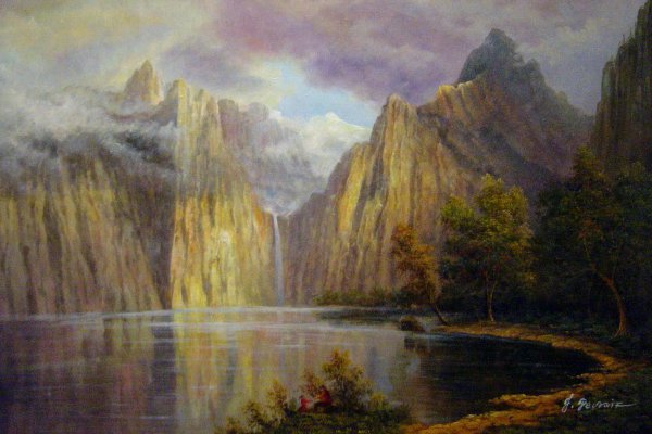 Scene In The Sierra Nevada. The painting by Albert Bierstadt