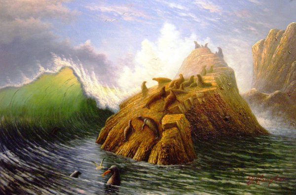Seal Rock. The painting by Albert Bierstadt