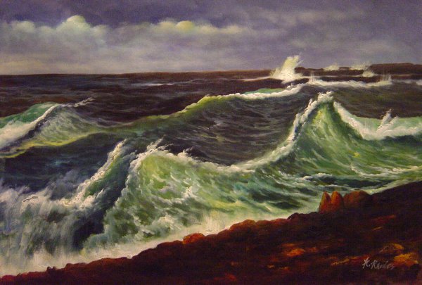 Seascape. The painting by Albert Bierstadt