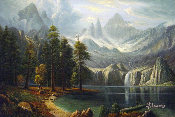 Sierra Nevada. The painting by Albert Bierstadt