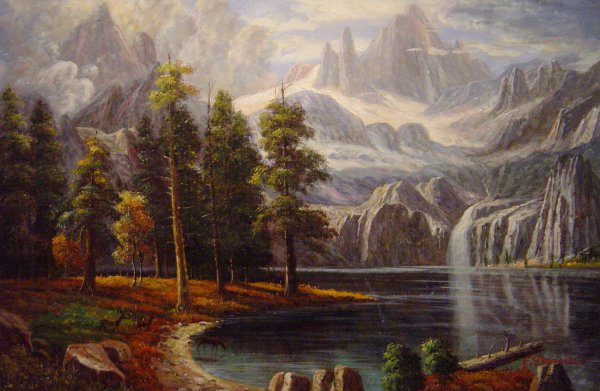 Sierra Nevada. The painting by Albert Bierstadt