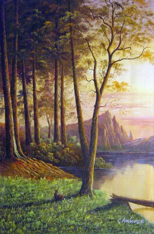 Albert Bierstadt, Sunset In California - Yosemite, Painting on canvas
