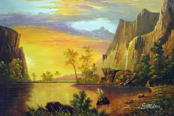 Sunset In The Rockies. The painting by Albert Bierstadt