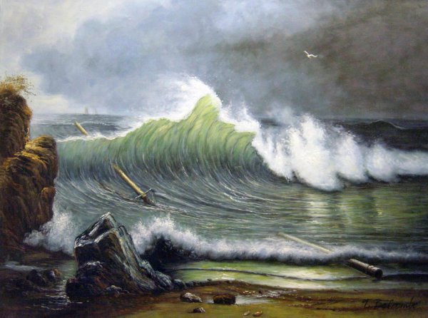 The Shore Of The Turquoise Sea. The painting by Albert Bierstadt