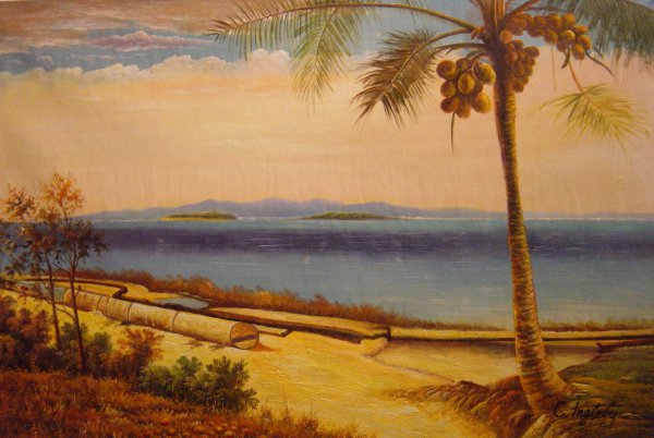 Tropical Coast. The painting by Albert Bierstadt