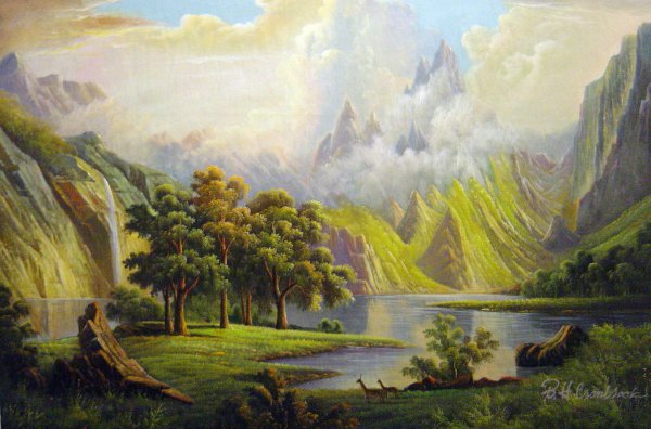 View Of The Rocky Mountains. The painting by Albert Bierstadt