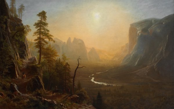 Yosemite Valley Glacier Point Trail. The painting by Albert Bierstadt