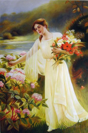 Albert Lynch, Gathering Flowers, Art Reproduction