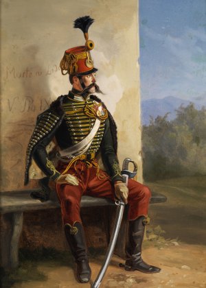 Albrecht Adam, Soldier at Rest, Painting on canvas